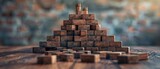 A symbolic representation of a retirement fund fortress, built from bricks of bonds, stocks, and real estate, safeguarding against financial woes
