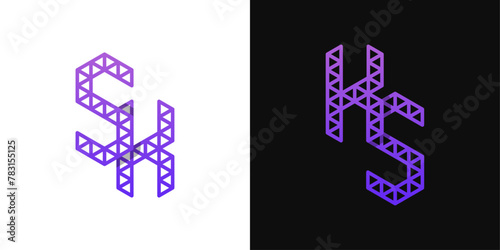 Letters KS and SK Polygon Logo, suitable for business related to polygon with KS or SK initials