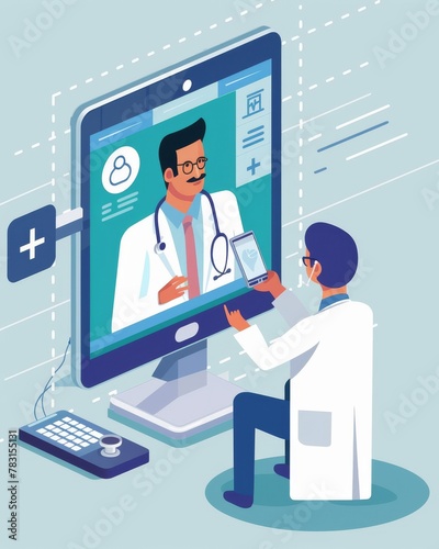 A telemedicine consultation showing a doctor and patient interacting via a smart screen, reflecting the rise of remote healthcare services photo