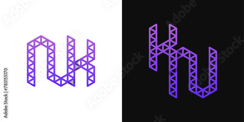 Letters KN and NK Polygon Logo, suitable for business related to polygon with KN or NK initials
