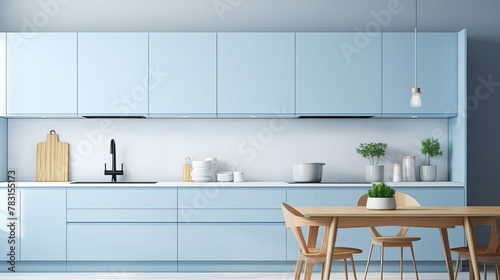 modern elegant blue kitchen