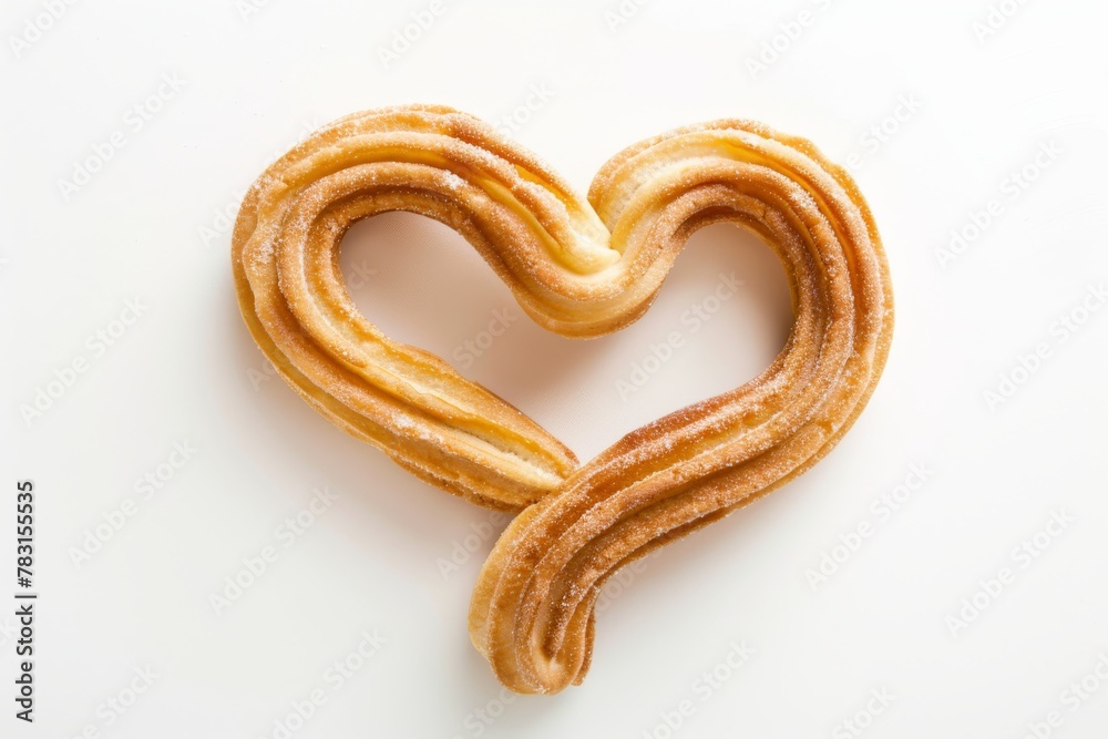 A heart-shaped pastry with sugar topping isolated on a white background, symbolizing love and sweetness. Heart-Shaped Sugar Pastry on White Background A heart-shaped pastry with sugar topping isolated on a white background, symbolizing love and sweetness. Heart-Shaped Sugar Pastry on White Background