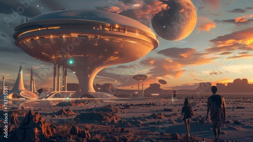 An interstellar embassy on Earth, serving as a diplomatic hub for aliens and humans to foster galactic relations photo