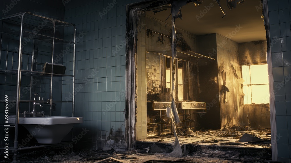 bathroom smoke damage interior