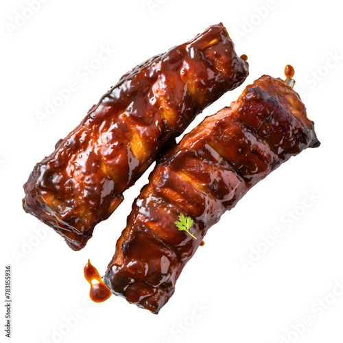 BBQ ribs isolated on transparent background