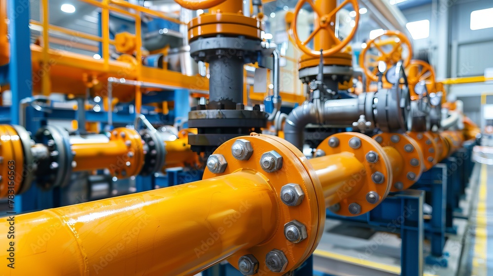 Precision engineering, valves and pipes in a high-tech facility Precision engineering, valves and pipes in a high-tech facility
