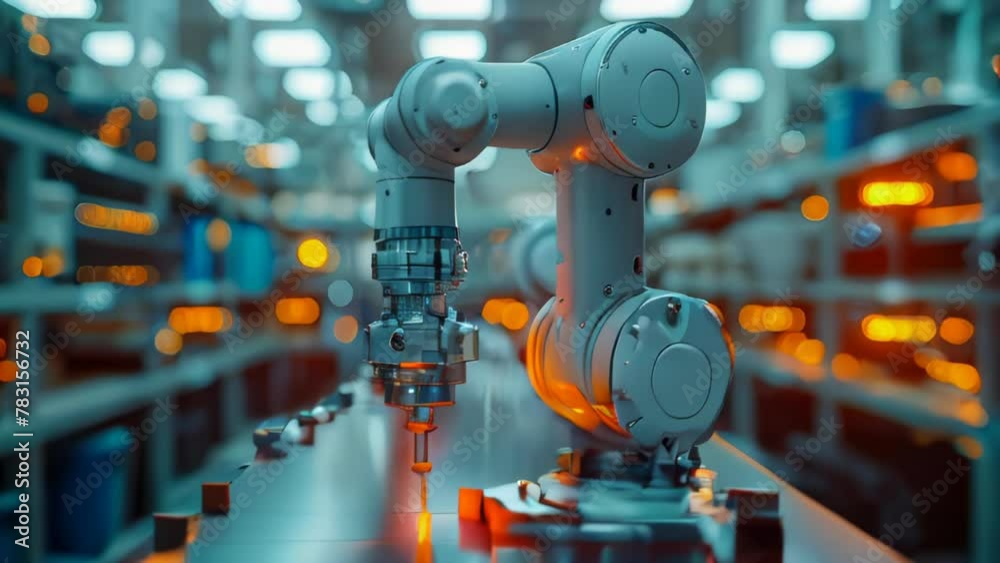robotic arms working on assembly line in factory. Concept of artificial intelligence for industrial revolution and automation manufacturing process robotic arms working on assembly line in factory. Concept of artificial intelligence for industrial revolution and automation manufacturing process