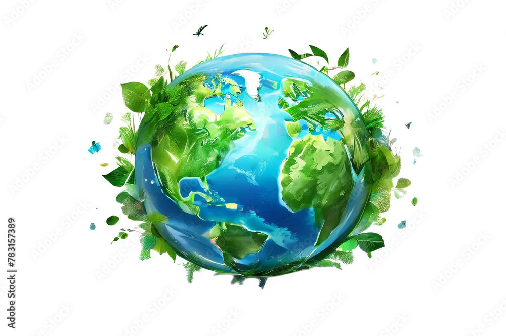 Naklejka premium green planet earth transparent background 