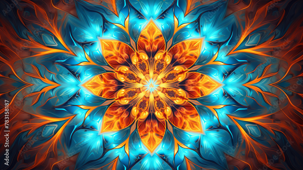 Obraz premium Intricate Blue and Orange Mandala Design