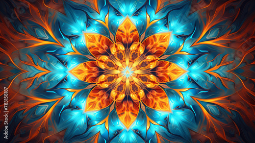 Intricate Blue and Orange Mandala Design