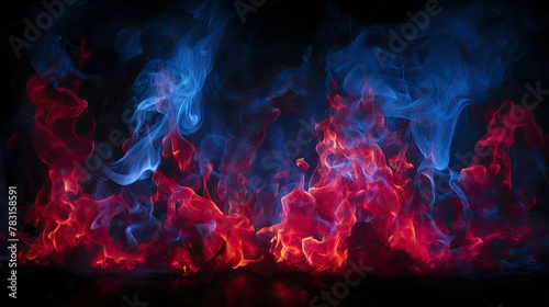 flames blue and red fire photo