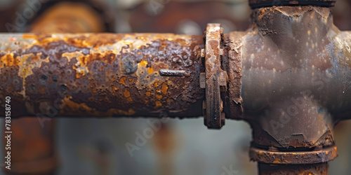 Close-up Old dirty rusty pipes in an apartment. Renovation of dilapidated housing, replacement of plumbing and pipes. 