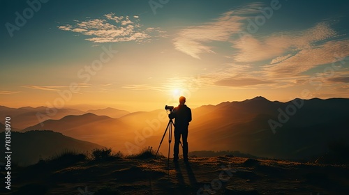 mountains silhouette film production © vectorwin