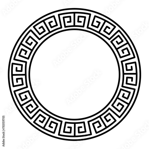 circle frame traditional antique greek ornament decoration pattern sign element round motiv vector fret photo