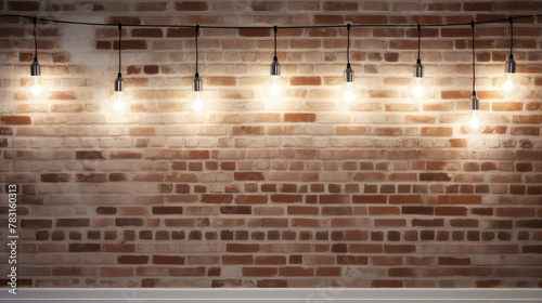 cozy white brick wall with lights