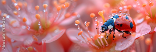 Macro photograph of a ladybug on a flower  Bug daisy ladybug insect red macro ladybird flower small nature 