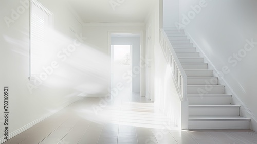 hallway blurred white home interior