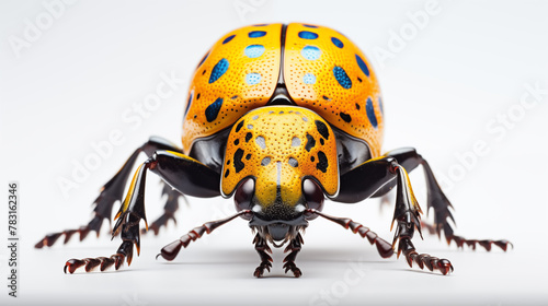 Macro Shot of a Colorful Beetle on a White Background. Generative AI