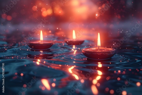 Serene Diwali Glow: Candles of Joy and Reflection. Concept Diwali Decor, Festive Lights, Candle Photography, Indian Festival, Traditional Celebrations