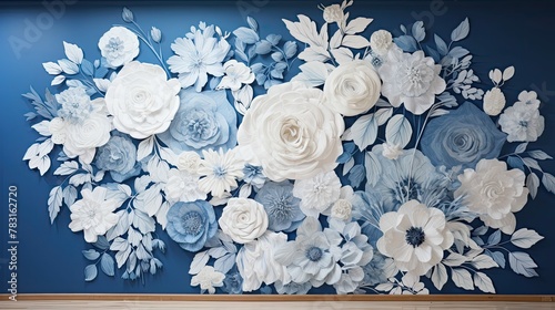 large blue and white floral