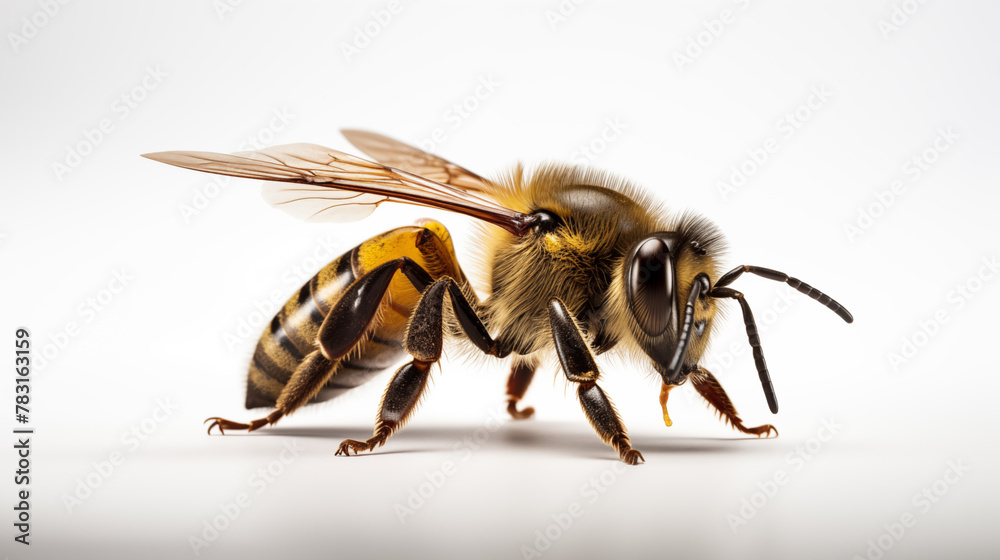 Profile of a Bee on a White Background. Generative AI Profile of a Bee on a White Background. Generative AI