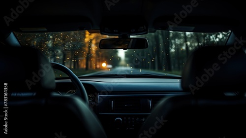 headrests blurred black car interior