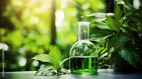 liquid beaker chemistry green