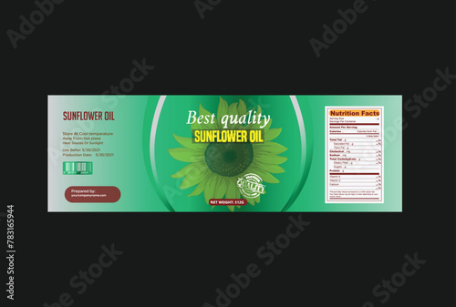 sunflower oil label design vector, natural oil label design