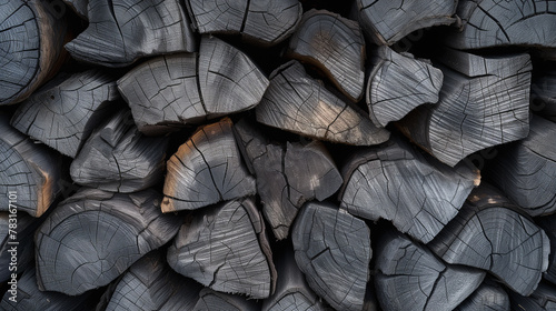 Old gray woodpile texture photo