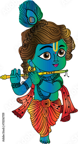 Hindu God Cute Little Krishna Vector Image