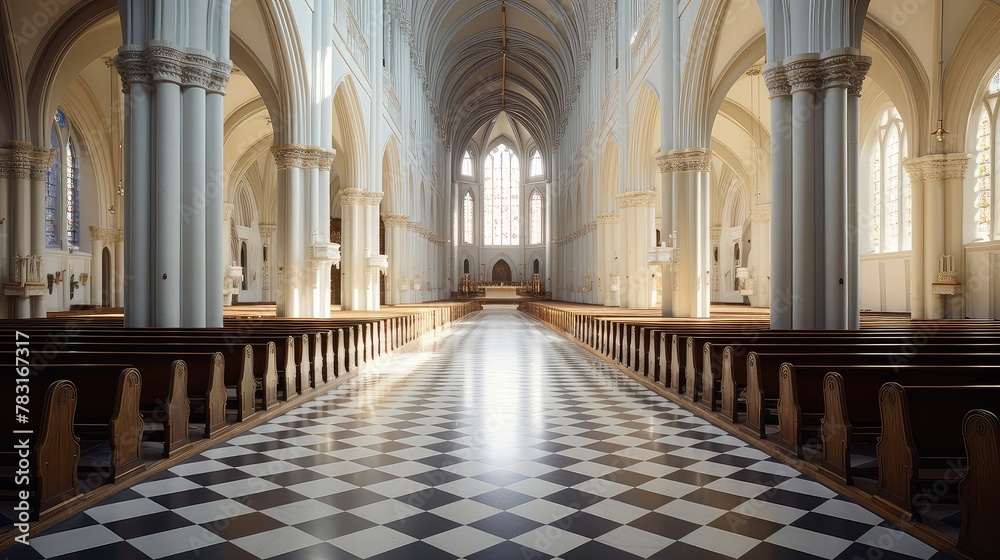 stained cathedral interior