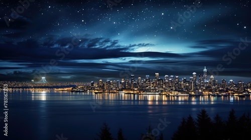 city night sky moon and stars photo