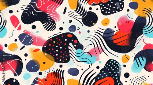 Bright and playful pattern with abstract shapes