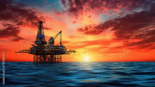 striking oil rig silhouette © vectorwin