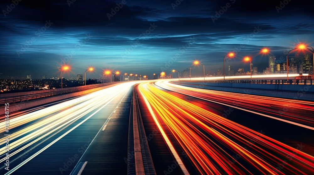 Obraz premium speed car light trails