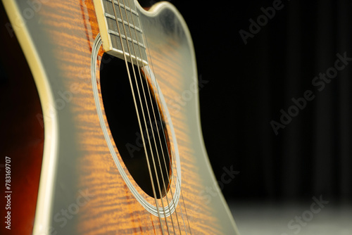 acoustic guitar close up on stage