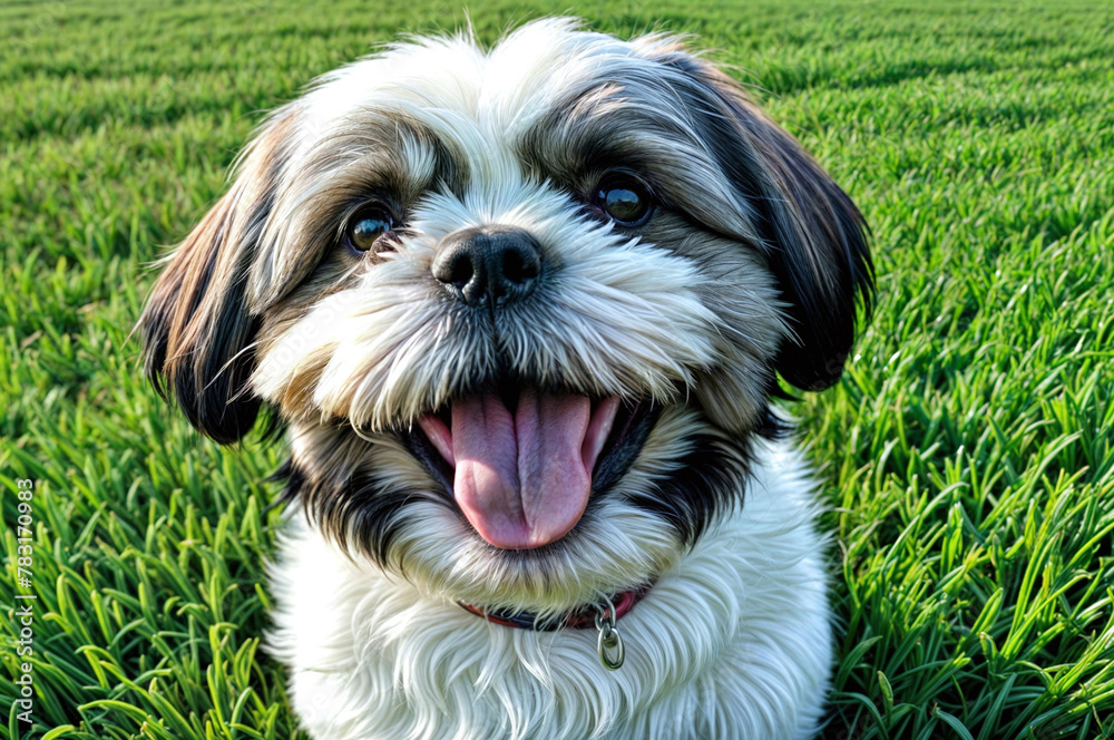 smiling dog outdoor field happy smiling dog outdoor field happy