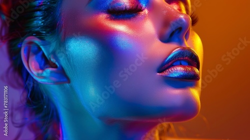 portrait of a woman with neon makeup