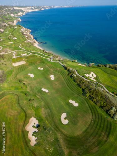 Aerial View of Golf Course by the sea © sandsun
