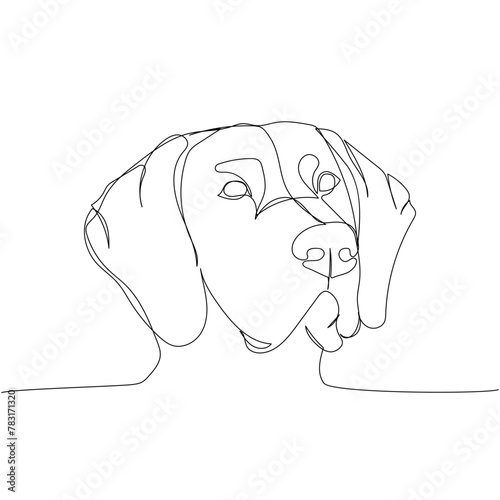 German Shorthaired Pointer, hunting dog, pointing dog, bird dog one line art. Continuous line drawing of friend, dog, doggy, friendship, care, pet, animal, family, canine.