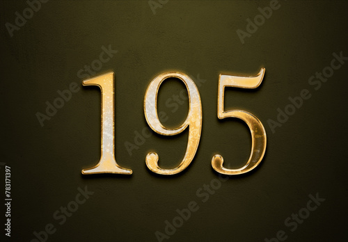 Old gold effect of 195 number with 3D glossy style Mockup. 