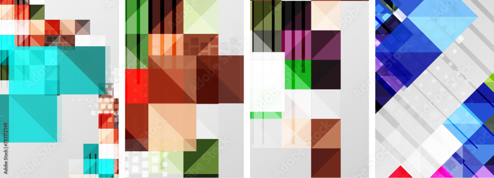 a collage of three different colored squares on a white background a collage of three different colored squares on a white background