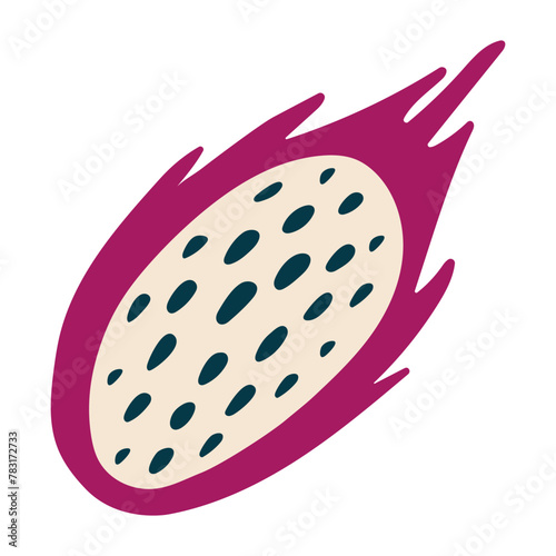 Cute stylized pitaya. Exotic fruit, dragonfruit. Isolated vector illustration for your design.