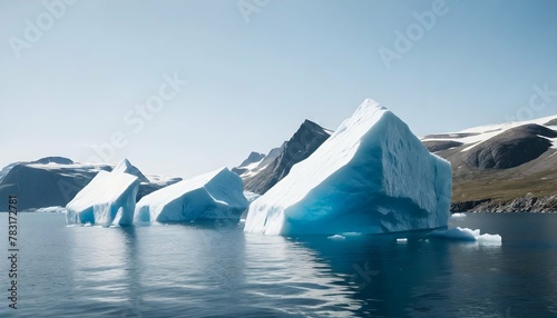 Melting icebergs by the coast of Greenland, on a beautiful summer day - Melting of a iceberg and pouring water into the sea