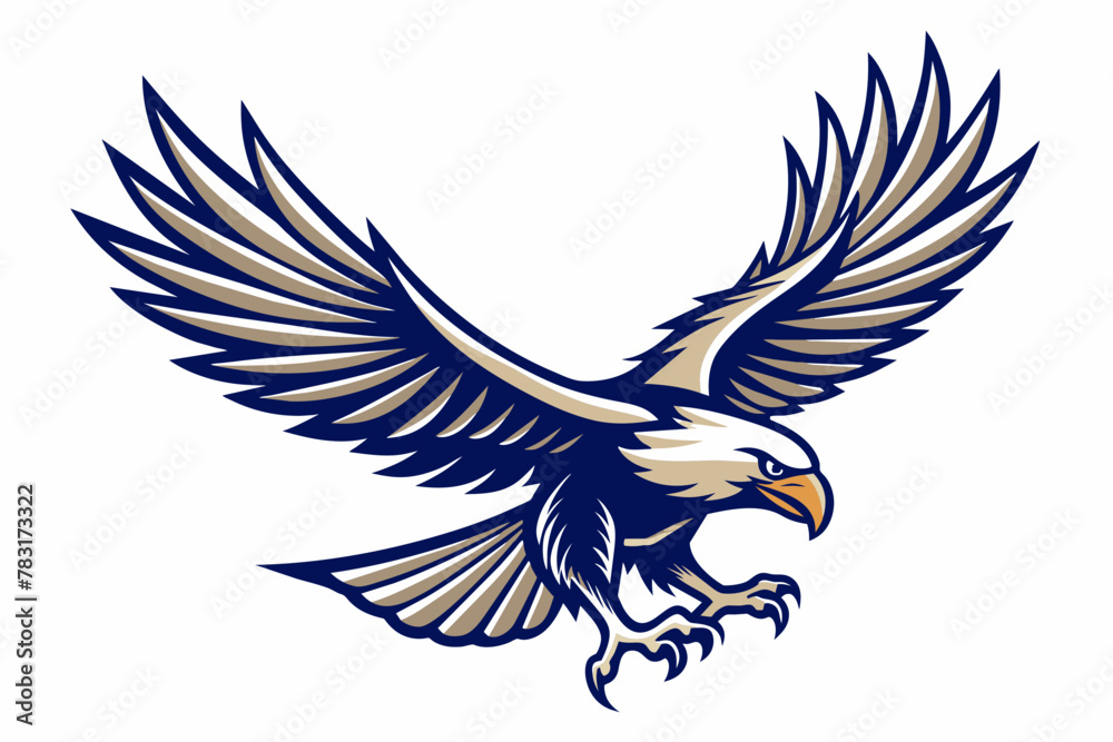 Obraz premium A soaring eagle with outstretched wings using continuous lines, conveying its strength and power as it rides the thermals