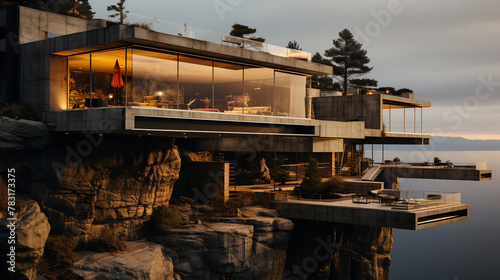 A Contemporary Architecture Of Ocean View Ultra Luxury House High In The Rocky Mountains with Beautiful Glass Windows