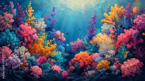 Colorful Marine Life Extravaganza, generative ai