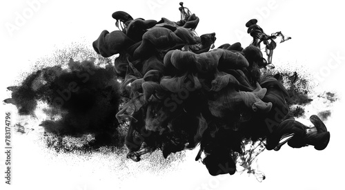 black paint explosion in splash  ink stain  grunge illustration