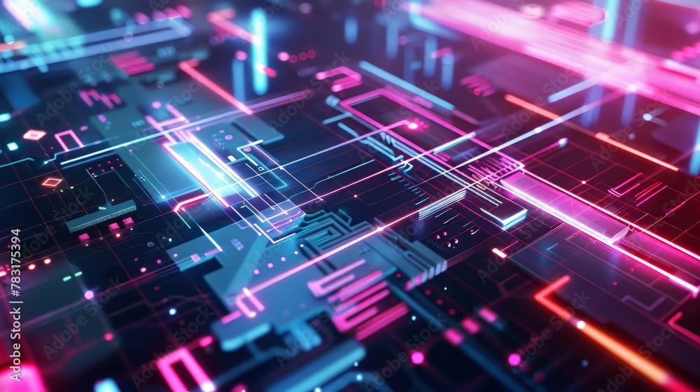 Tech inspired geometric grid layout with futuristic elements and digital overlays Tech inspired geometric grid layout with futuristic elements and digital overlays
