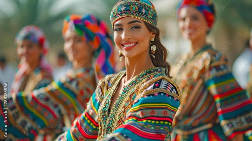 Colorful Emirati Dancers in Motion, generative ai